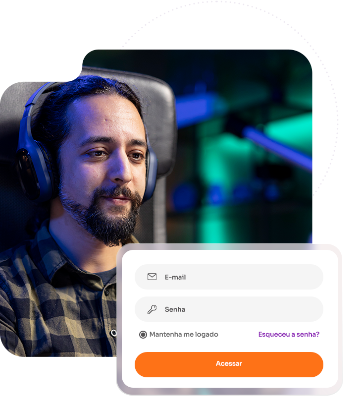Professor utilizando a plataforma com tela de acesso seguro